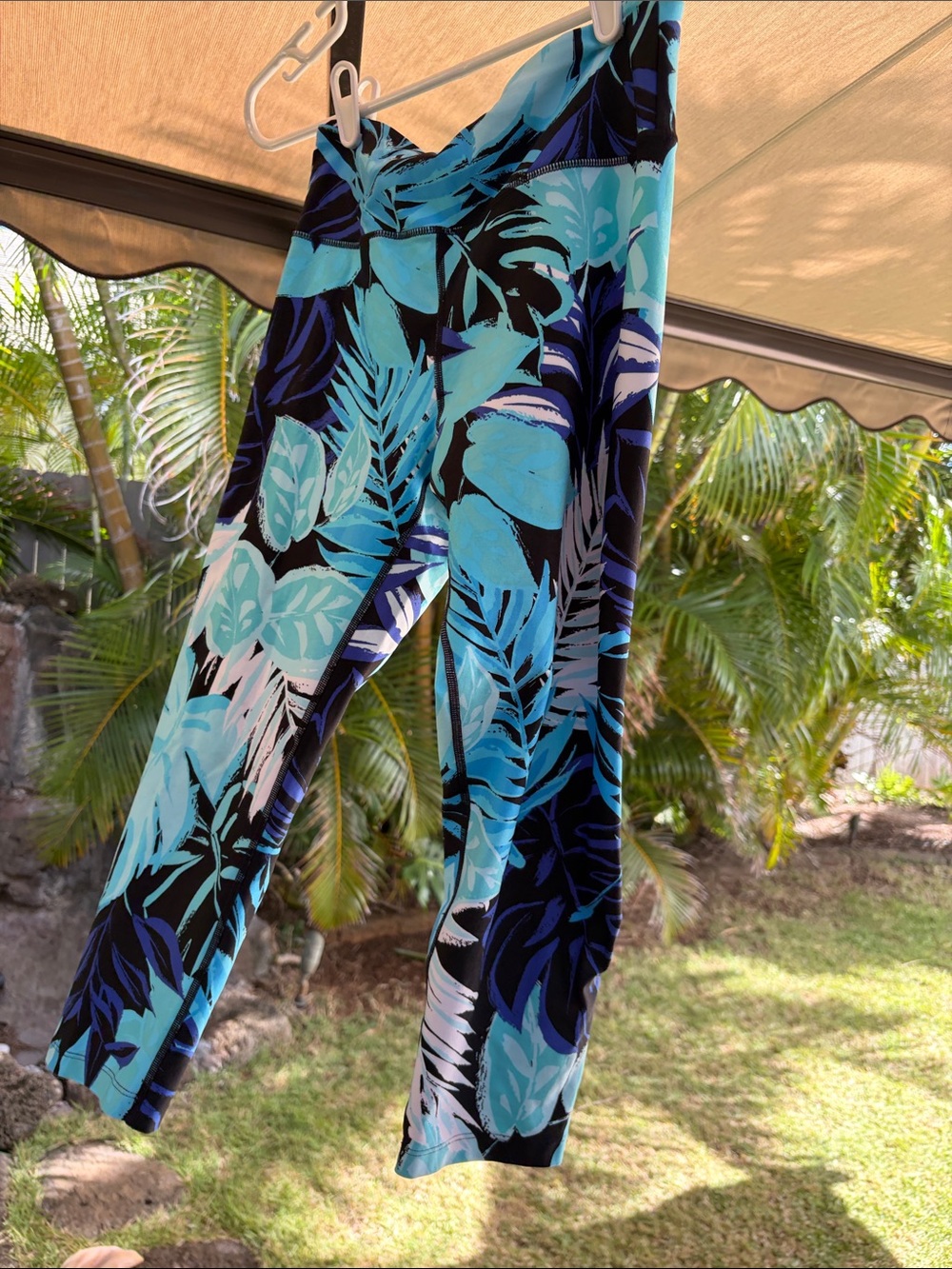 Calvin Klein Blue Teal Leaf Print Pants